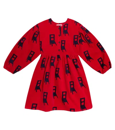 Bobo Choses Kids' Have A Seat Printed Velvet Dress In Multicoloured