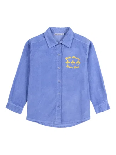 Bobo Choses Kids' Have Fun Corduroy Buttoned Shirt In Blue