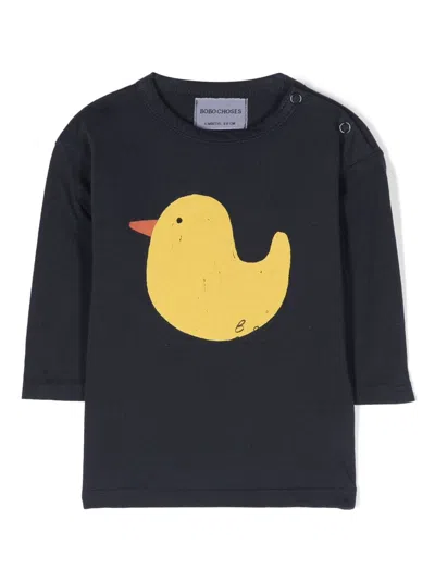 Bobo Choses Babies' Illustration-print Eyelet-embellished T-shirt In Blue