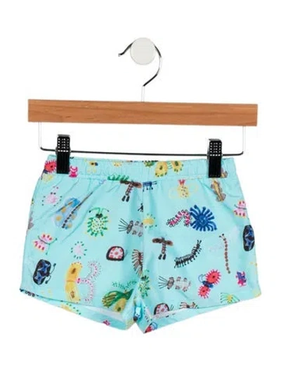 Pre-owned Bobo Choses Babies' Infant Boys' Printed Swim Trunks In Blue