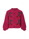 Bobo Choses Fuchsia Cardigan For Girl With Cherries In Pink