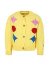 Bobo Choses Yellow Cardigan For Girl With Geometric Shapes In Yellow