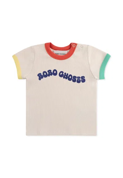 BOBO CHOSES IVORY T-SHIRT FOR BABYKIDS WITH LOGO