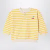 Bobo Choses Ivory/yellow Striped Terry Towelling Sleepsuit
