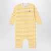 Bobo Choses Ivory/yellow Striped Terry Towelling Sleepsuit