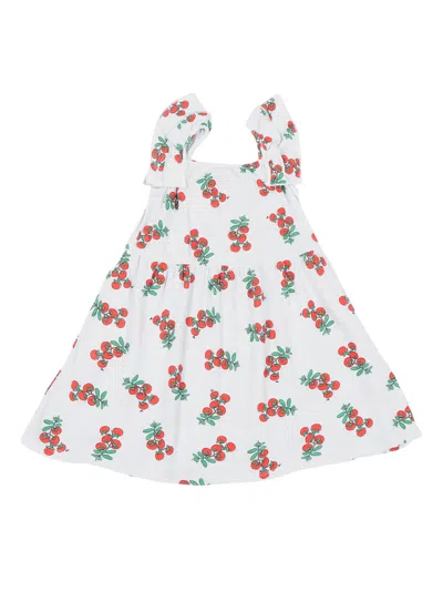 Bobo Choses Kids'  Juicy Tomatoes All Over Ruffled Dress In White