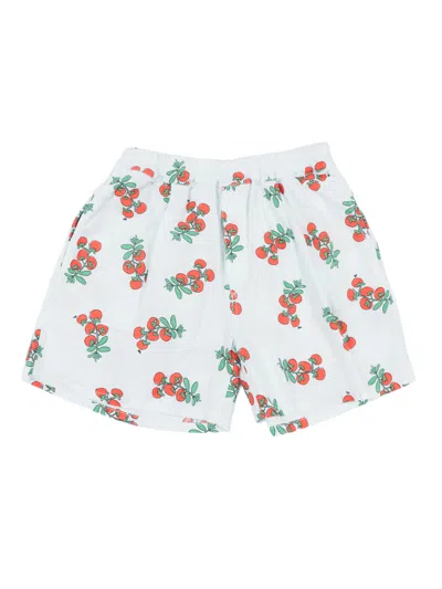 Bobo Choses Kids'  Juicy Tomatoes Woven Shorts In White