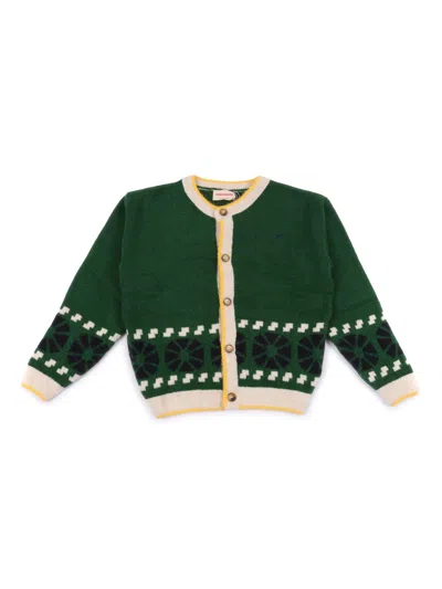 Bobo Choses Kids' Kaleidoscope Jacquard Cardigan In Green