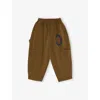 Bobo Choses Khaki Tic Tac Toe Text-print Cotton-blend Cargo Trousers 2-9 In Brown