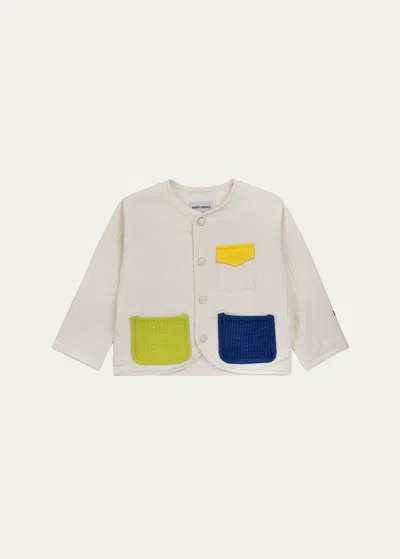 Bobo Choses Kid's Color Block Organic Cotton Jacket In Offwhite