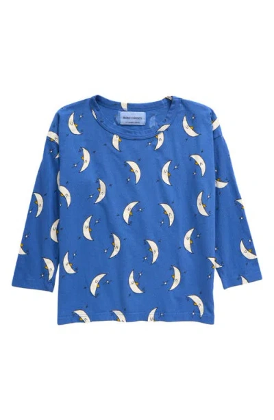 Bobo Choses Kids' Beneath The Moon Print Long Sleeve Organic Cotton T-shirt In Blue