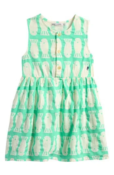 Bobo Choses Kids' Lucky Fish Print Sleeveless Organic Cotton Dress In Green