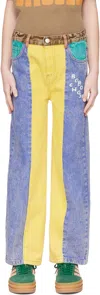 Bobo Choses Colour-block Jeans With Logo In Multicolor