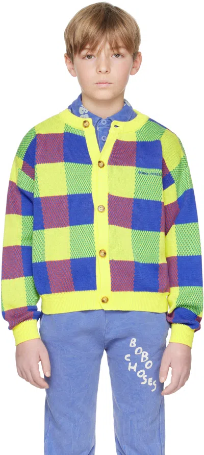 Bobo Choses Kids Multicolor Vichy Jacquard Cardigan