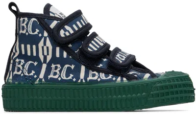 Bobo Choses Kids Navy & Off-white 'b.c' Vintage All Over Sneakers In Midnight