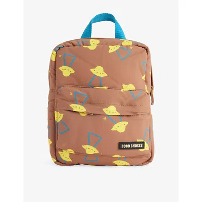 Bobo Choses Kids' Pixel Space-print Shell Backpack Brown