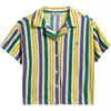 Bobo Choses Striped Colorblock Cotton Terry Shirt In Off White