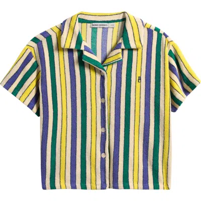 BOBO CHOSES BOBO CHOSES KIDS' STRIPE ORGANIC COTTON TERRY CLOTH CAMP SHIRT