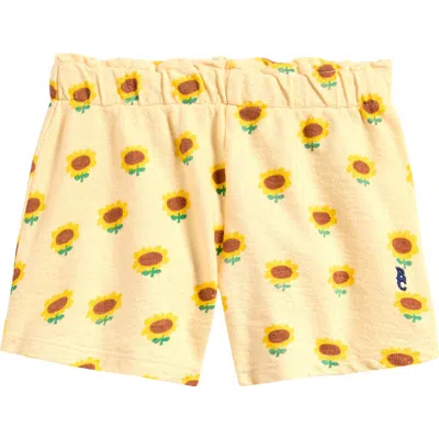 Bobo Choses Kids' Sunflower Print Cotton Shorts In Off White