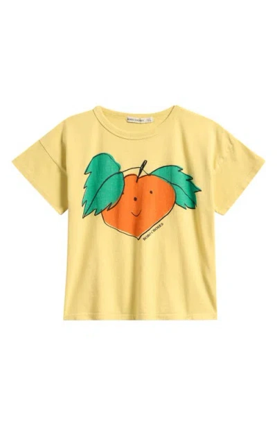 Bobo Choses Kids' Tangerine Cotton Graphic T-shirt In Yellow