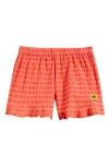 Bobo Choses Kids' Vichy Woven Ruffle Shorts In Orange
