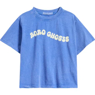 Bobo Choses Kids' Wavy Logo Organic Cotton Graphic T-shirt In Blue
