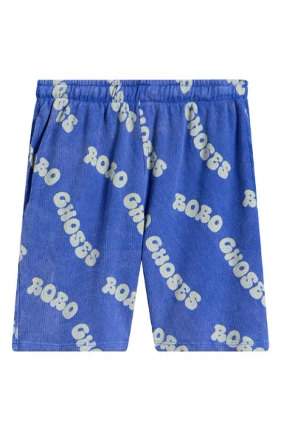 Bobo Choses Kids' Wavy Logo Organic Cotton Shorts In Blue