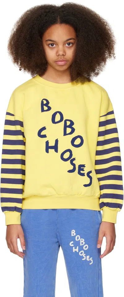 Bobo Choses Kids Yellow Diagonal '' Sweatshirt In Light Yellow