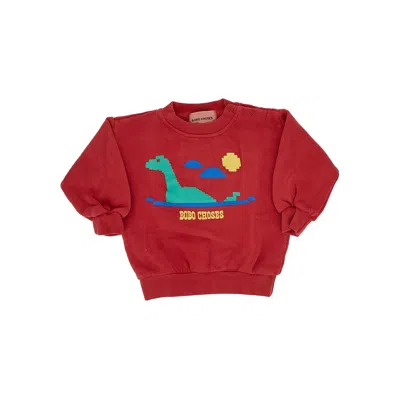 Bobo Choses Kids' 'lake Monster' Crewneck Sweatshirt In Red