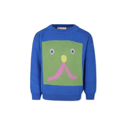 Bobo Choses Light Blue Sweater For Kids With Face