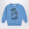 Bobo Choses Light Blue Sweatshirt With Logo Print In Blue