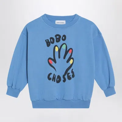 Bobo Choses Light Blue Sweatshirt With Logo Print Women