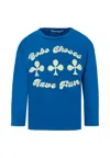 Bobo Choses Light Blue T-shirt For Kids With Logo In Black