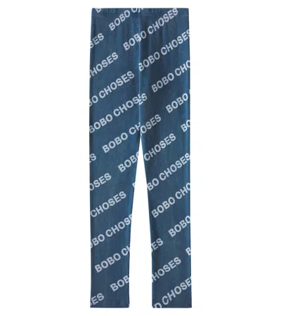 Bobo Choses Kids' Logo Cotton-blend Jersey Leggings In Blue