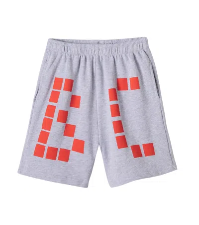 Bobo Choses Kids' Logo Cotton Fleece Shorts In Silver