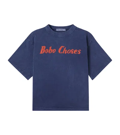 Bobo Choses Kids' Logo Cotton Jersey T-shirt In Blue