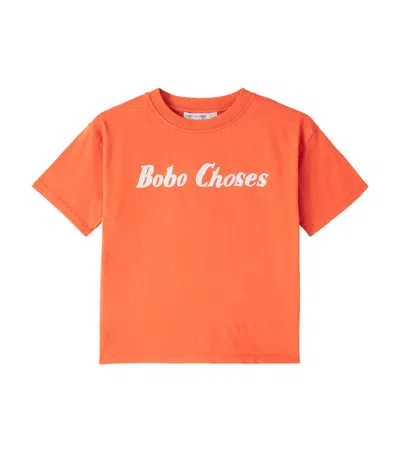 Bobo Choses Kids' Logo Cotton Jersey T-shirt In Orange