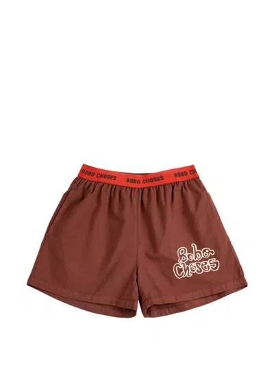 Bobo Choses Kids' Logo-detail Shorts In Brown