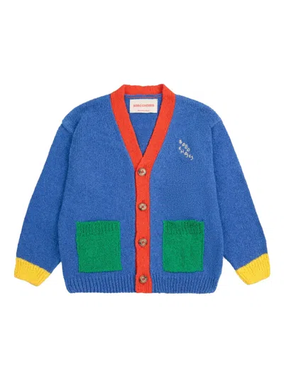 Bobo Choses Babies' Logo-embroidered Cardigan In Light Blue