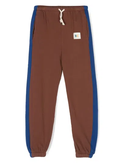 Bobo Choses Kids' Logo-patch Stripe-trim Trousers In Brown