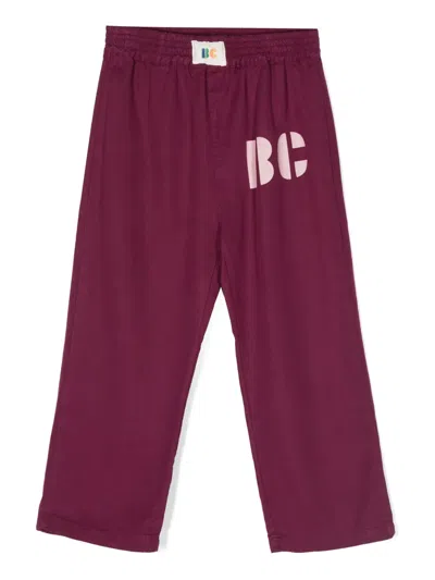 Bobo Choses Kids' Logo-print Straight-leg Trousers In Purple