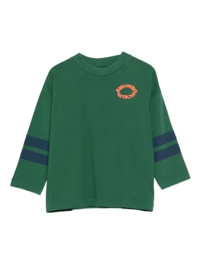 Bobo Choses Kids' Logo-print Three-quarter Sleeve Top In Green
