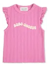 Bobo Choses Pink Tank Top For Girl With Logo In Pink