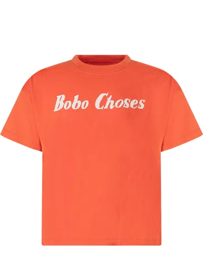 Bobo Choses Logo Stampaintto T-shirt In Mini Size In Orange