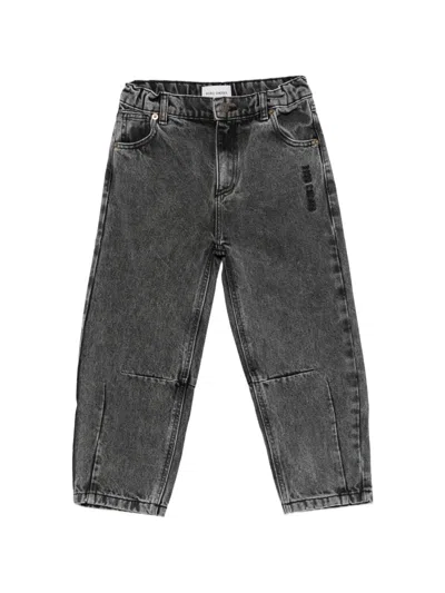 Bobo Choses Kids' Logo-embroidered Acid-wash Jeans In Grey