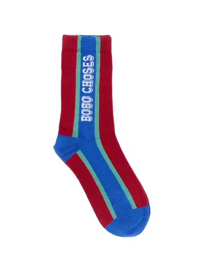 Bobo Choses Kids' Logo-intarsia Striped Socks In Multi