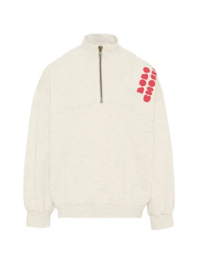 Bobo Choses Kids' Logo-print Quarter-zip Sweatshirt In Neutral