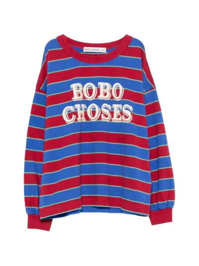 Bobo Choses Kids' Logo-print Striped T-shirt In Blue