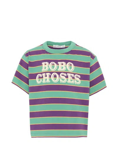 Bobo Choses Logo-print Striped T-shirt In Multi