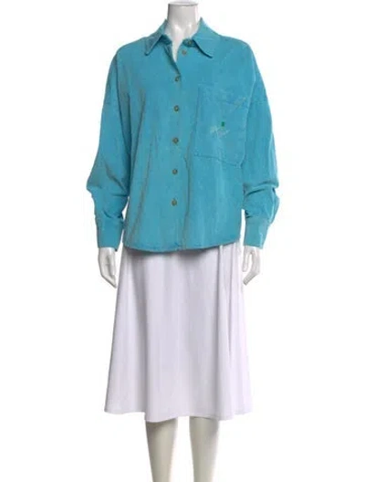 Pre-owned Bobo Choses Long Sleeve Button-up Top In Blue